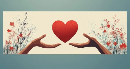 Hands Reaching for Heart Community Love Solidarity Volunteer Diversity Charity Poster Template