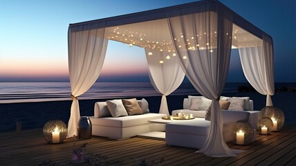 Sun, Sea, and Style: A Greek-Inspired Canopy Lounge by the Shore