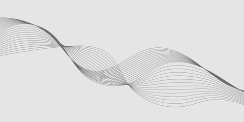 Fototapeta premium Abstract wave element for design. Digital frequency track equalizer. Stylized line art background. Vector illustration. Wave with lines created using blend tool.