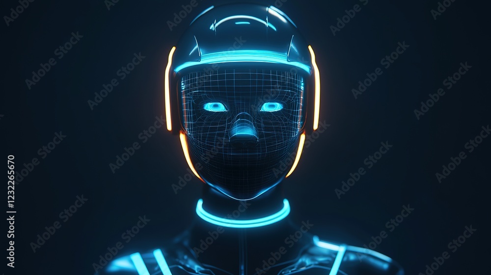 Poster interactive sci-fi hologram design featuring virtual elements in futuristic space environment