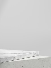 Minimalist Concrete and Marble Tabletop, Space for product presentation display. 3D illustration
