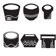 design potted plant icon set flat power isolated