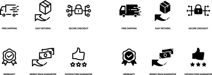 E-commerce security  icon set , vector illustration