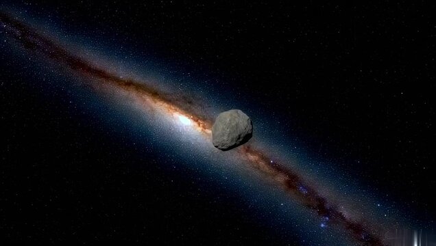 Galaxy in space and astroid