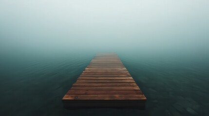 Obraz premium Mysterious tranquility of a fog-covered dock at dawn