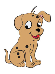 Vector illustration dog on sitting smiling