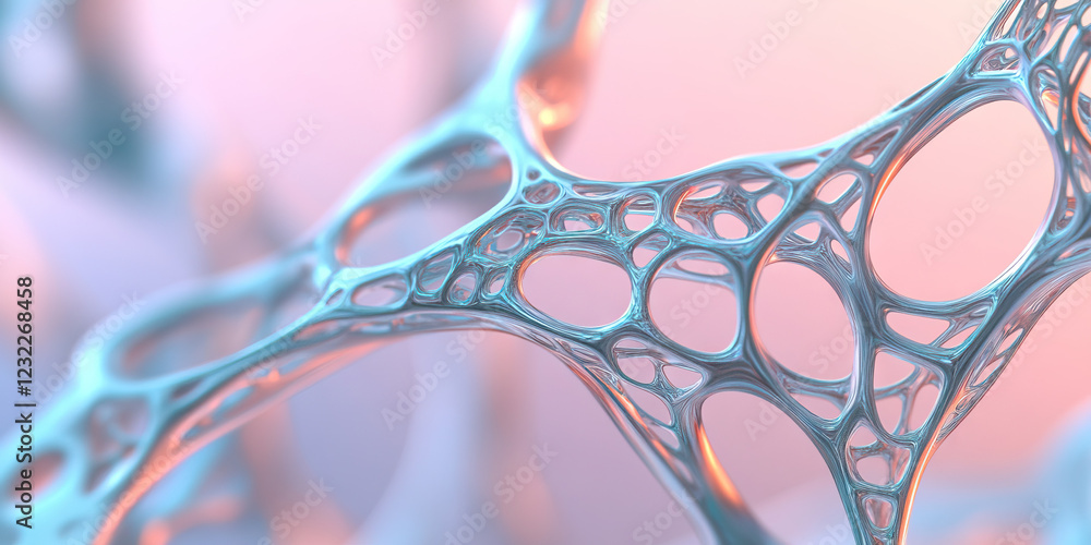 Poster abstract metallic network structure render