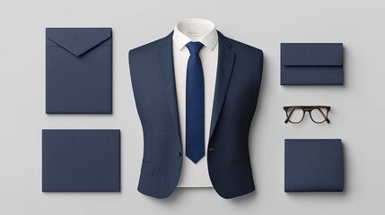Digital design of customizable business attire mockup in professional studio environment