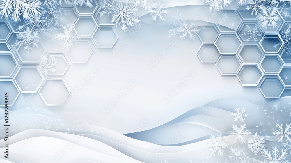 Poster light blue hexagon pattern on a white background creating a modern design suited for health and tech