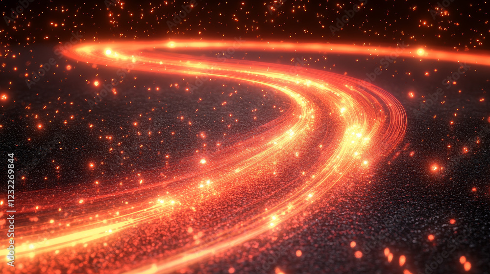 Poster pink speed line and neon light swirl vector effect. magic abstract energy wave motion with sparkle g