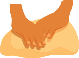 Hands kneading dough, preparing it for baking bread, pizza, or pastry