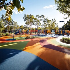 Obraz premium Colorful Playground in an Inclusive Park Setting on a Bright Day