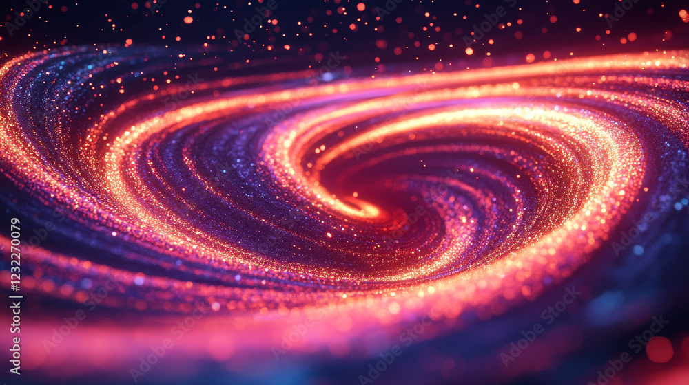 Poster pink speed line and neon light swirl vector effect. magic abstract energy wave motion with sparkle g