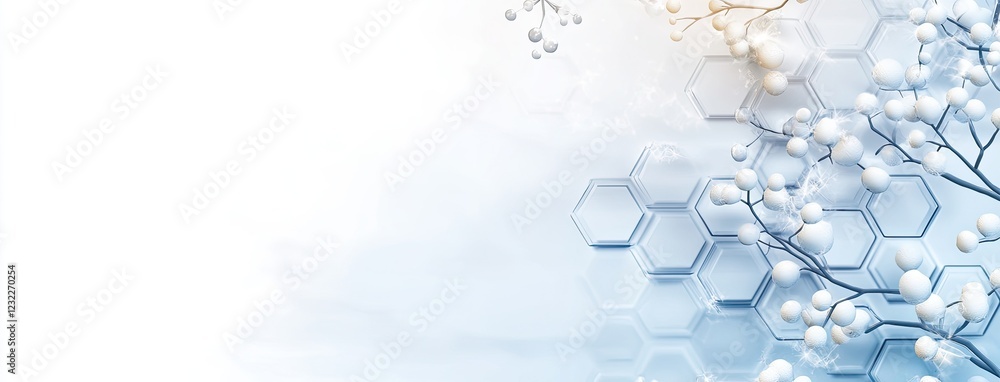 Poster light blue hexagon pattern on a white background creating a modern design suited for health and tech
