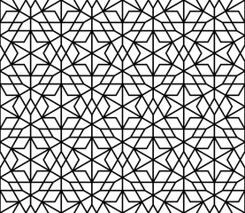 Obraz premium Seamless girih pattern. Girih 6. Traditional Islamic Design. Mosque decoration element. Seamless geometric pattern. Seamless islamic pattern. Background vector illustration. Morocco seamless vector pa
