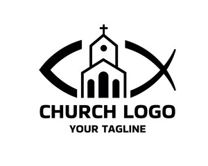 Church vector logo, fish,  faith symbol vector template