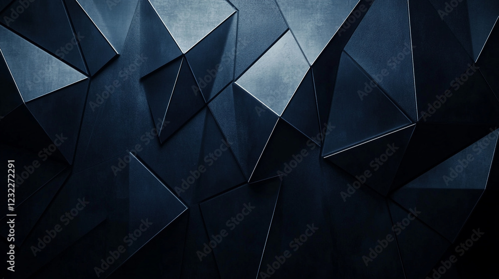 Poster abstract dark blue geometric triangular pattern background texture design 3d art wall metal image