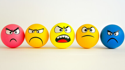 Kulki z wyrazami złości i gniewu na jasnym tle