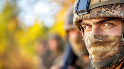 Soldiers blend into nature with camouflage in a vibrant wilderness setting