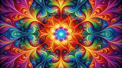 Vibrant abstract art swirls around a central axis, blending bold colors and shapes in a mesmerizing dance, art, swirling
