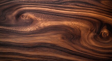 Walnut Wood Grain Close-up Texture with Intricate Patterns and Warm Lighting