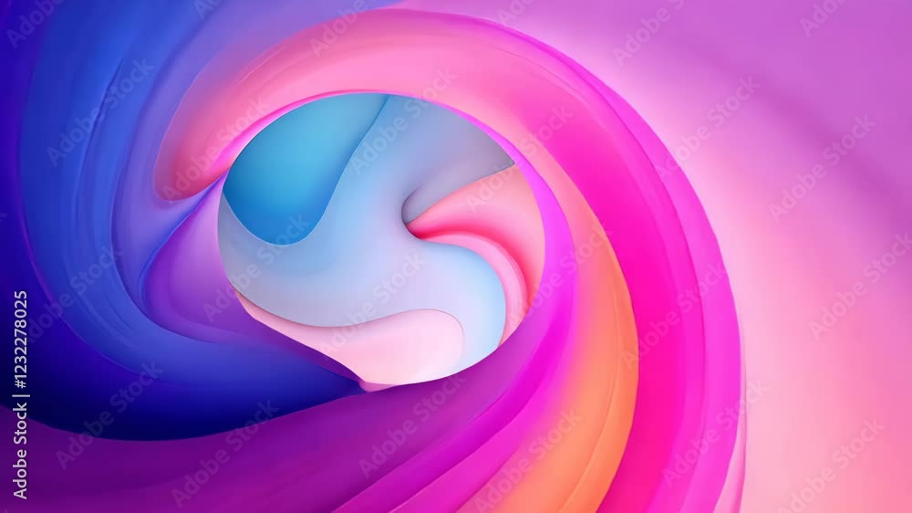 Poster surreal 3d rendered cave with purple and turquoise undulating forms in abstract art style for modern