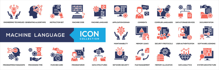 Machine Language Glyph Color Icon Collection