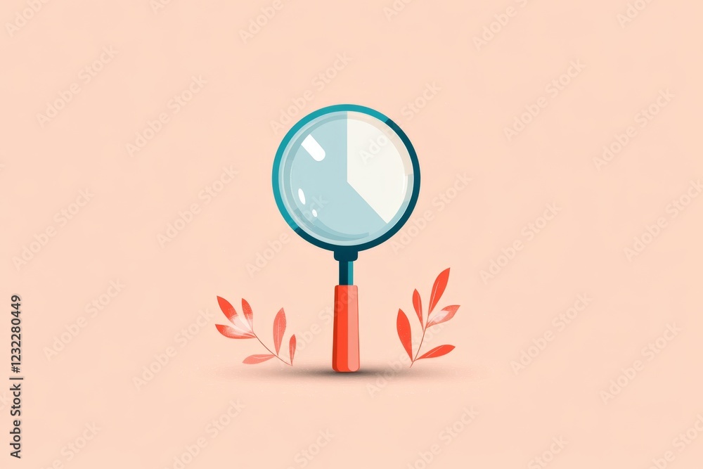 Poster a clean and simple icon of a magnifying glass focusing on a tiny detail, symbolizing meticulous atte