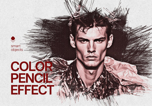 Color Pencil Photo Effect Mockup