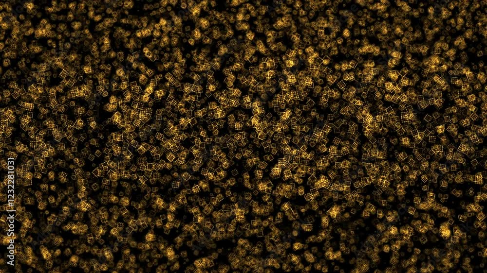 Wall mural beautiful loop gold cube particles falling down on black abstract background or your event, vj, conc