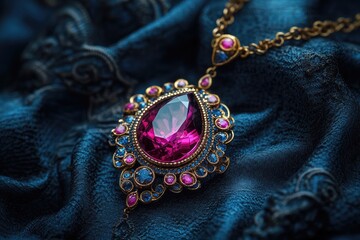 Fototapeta premium Opulent jewelry pieces on dark, rich backgrounds, creating a luxurious and sophisticated visual contrast.