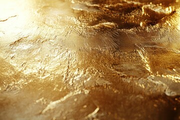 Obraz premium A dynamic gold metallic surface with raw, rugged textures and gentle highlights, creating a visually stunning and realistic background.