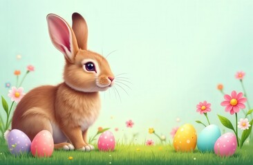 easter bunny with easter eggs