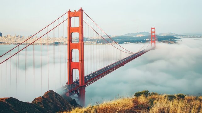 Golden Gate Bridge Enveloped in Fog: A Majestic San Francisco Vista