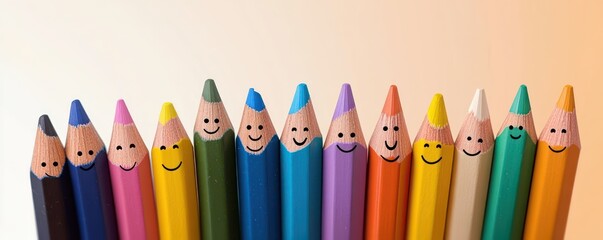 Diversity and Inclusion Concept Colorful Pencils Smiling Faces Multicultural Representation Equality Community Solidarity