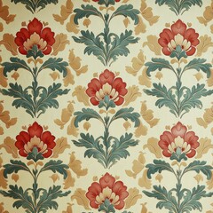 Floral ornament wallpaper in French Rococo style. French rococo pattern floral vintage fabric texture.  Floral art illustration vintage print.