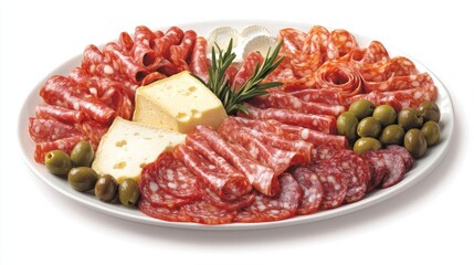 Obraz premium Appetizing Salami and Cheese Charcuterie Board
