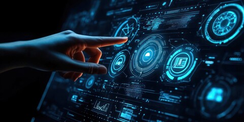 Futuristic DevOps Interface Development Automation Technology Process Concepts