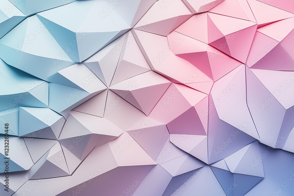 Poster geometric shapes and patterns in a gradient of pastel colors, minimalist and modern
