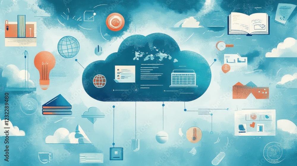 Poster digital concept of cloud computing and information technology service