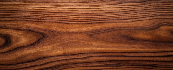 Naklejka premium Polished Walnut Wood Surface with Intricate Grain Patterns and Natural Lighting Texture Background