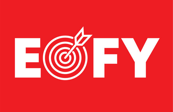 EOFY end of financial year symbol. Concept words EOFY end of financial year on wooden blocks on beautiful white background. Businessman hand. Business and EOFY end of financial year concept.