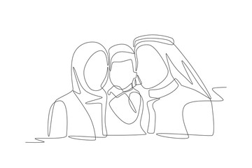 Arab family concept one-line drawing