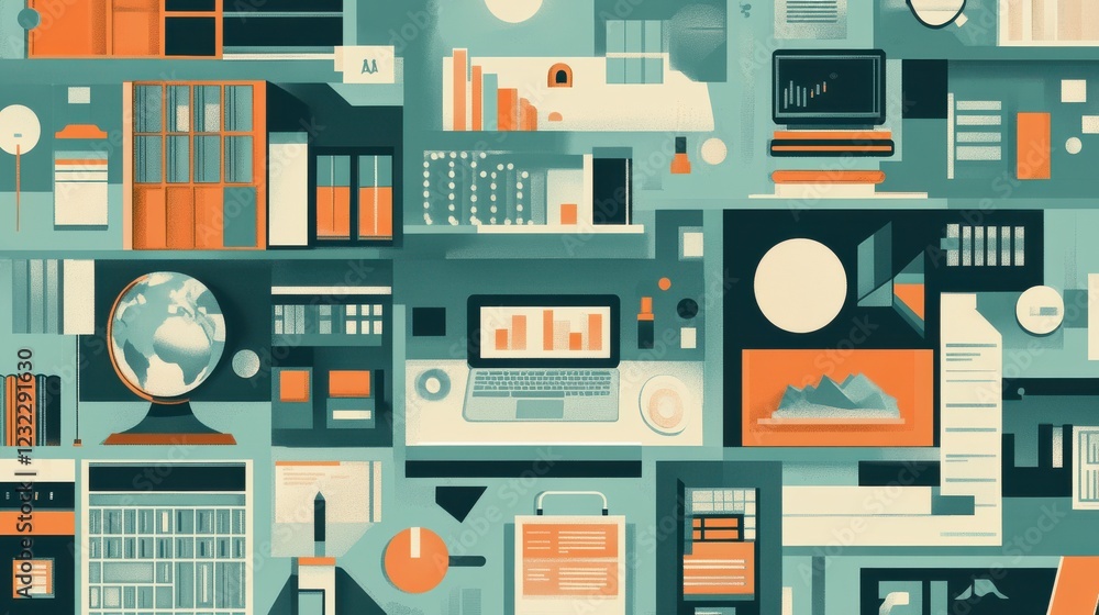 Wall mural abstract technology and data analysis background for creative projects
