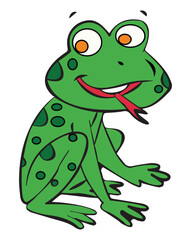 The frog sitting is smiling vector illustration