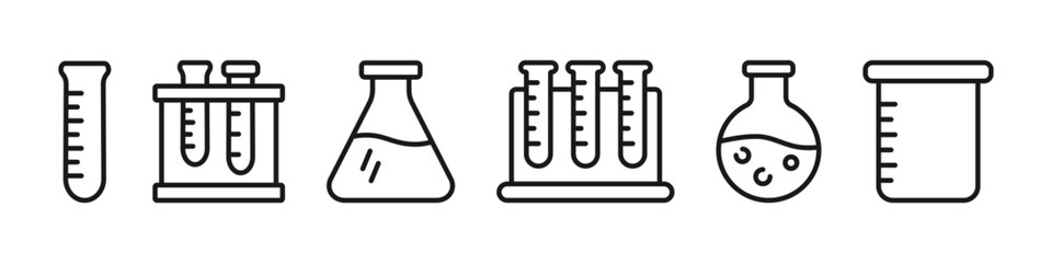 Flask icons set. Test tube, chemical flask. Vector illustration
