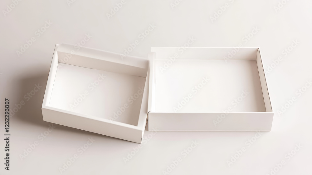 Poster 3d white carton paper box package vector mockup. rectangular cardboard blank parcel mock up perspect