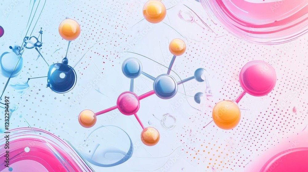 Aufkleber colorful abstract molecular structure in dynamic fluid background