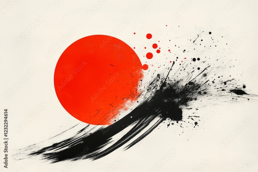 Poster a minimalist illustration of a single red dot in the center of a white canvas, symbolizing focus and