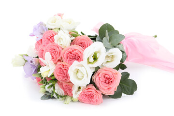 Wedding bouquet of beautiful flowers isolated on white